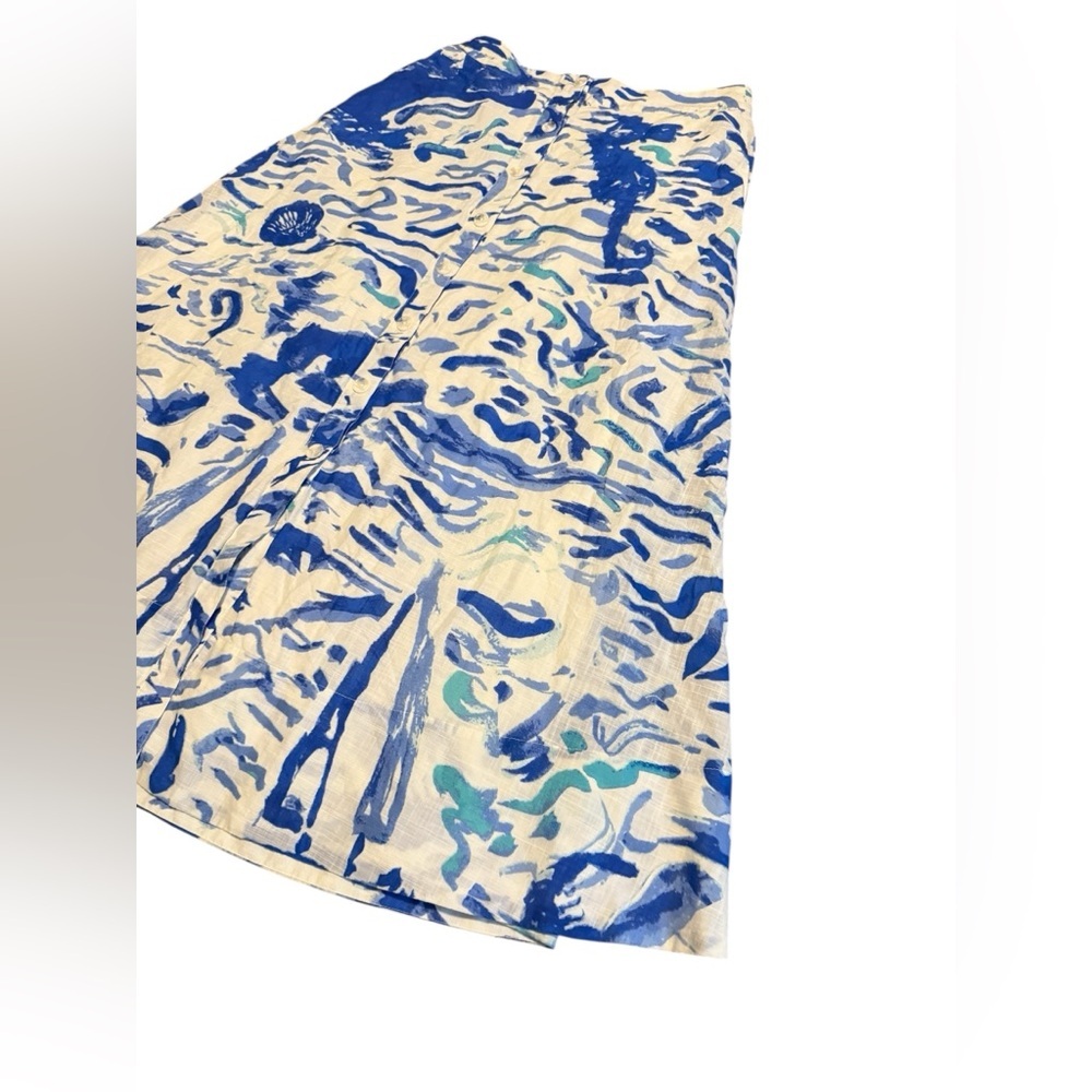 Anthropologie Maeve A-Line Printed Maxi Skirt SIZE 12  Blue Abstract - Picture 8 of 12
